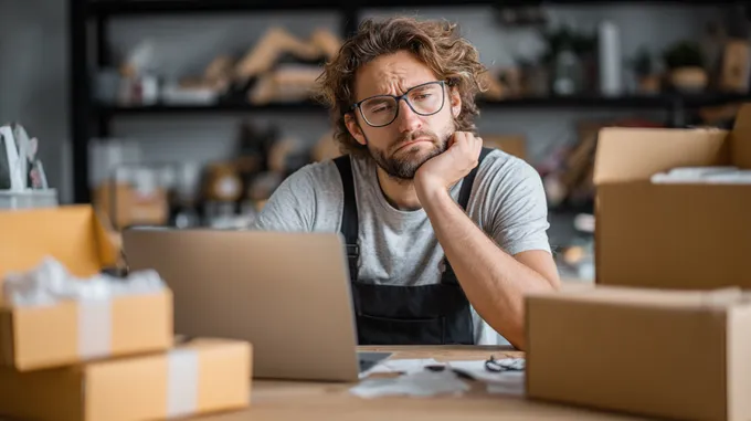 a man sitting in front of a laptop computer