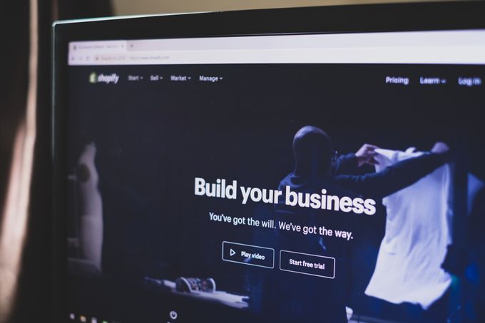Computer screen open to the Shopify website