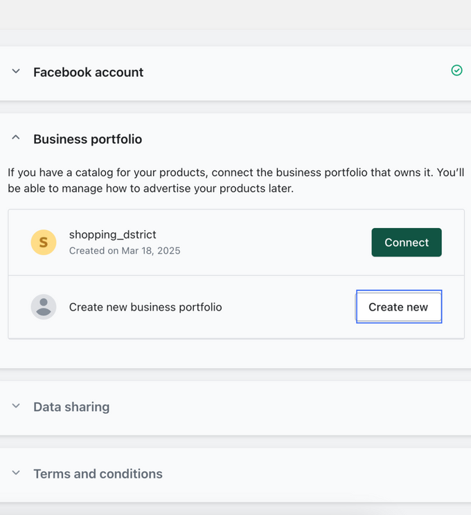 Create New Choose create new