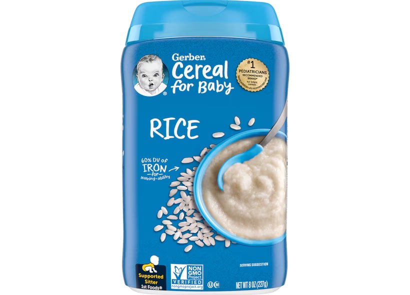 a bottle of cereal for baby rice