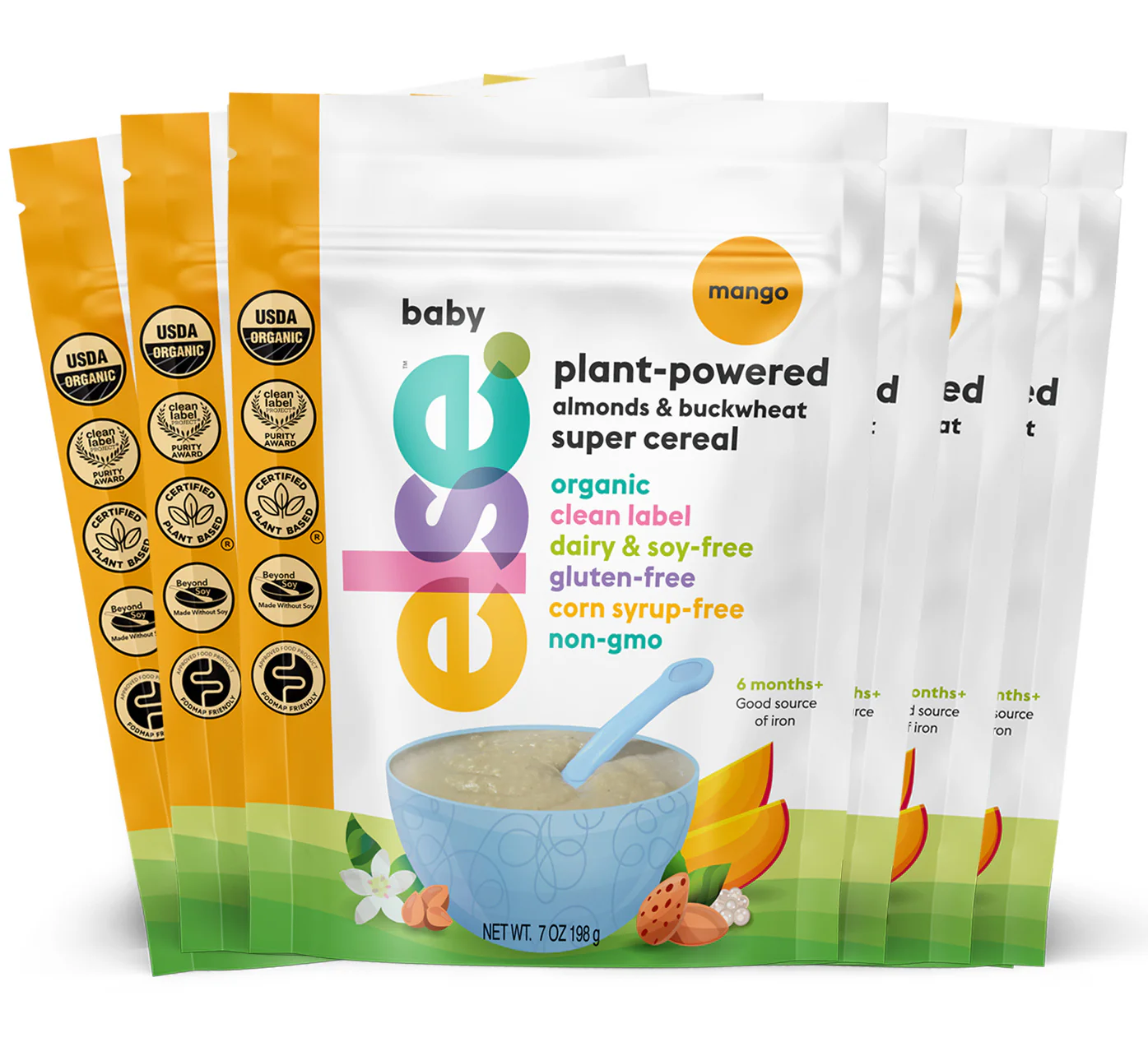 five bags of baby plant powered super cereal