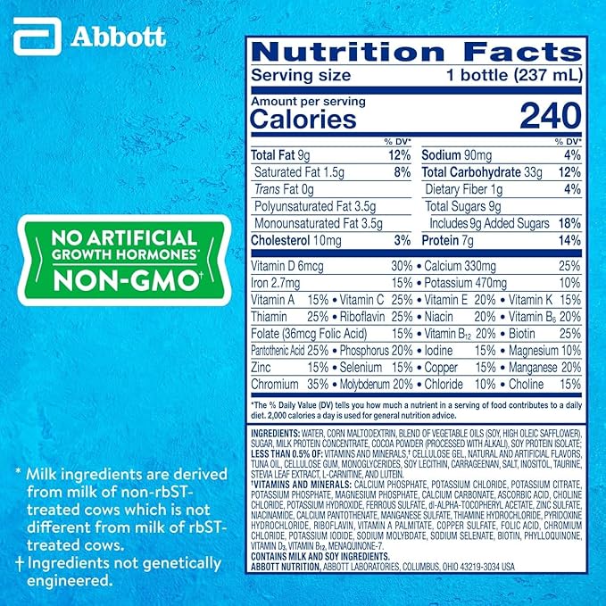 a nutrition label for a variety of foods