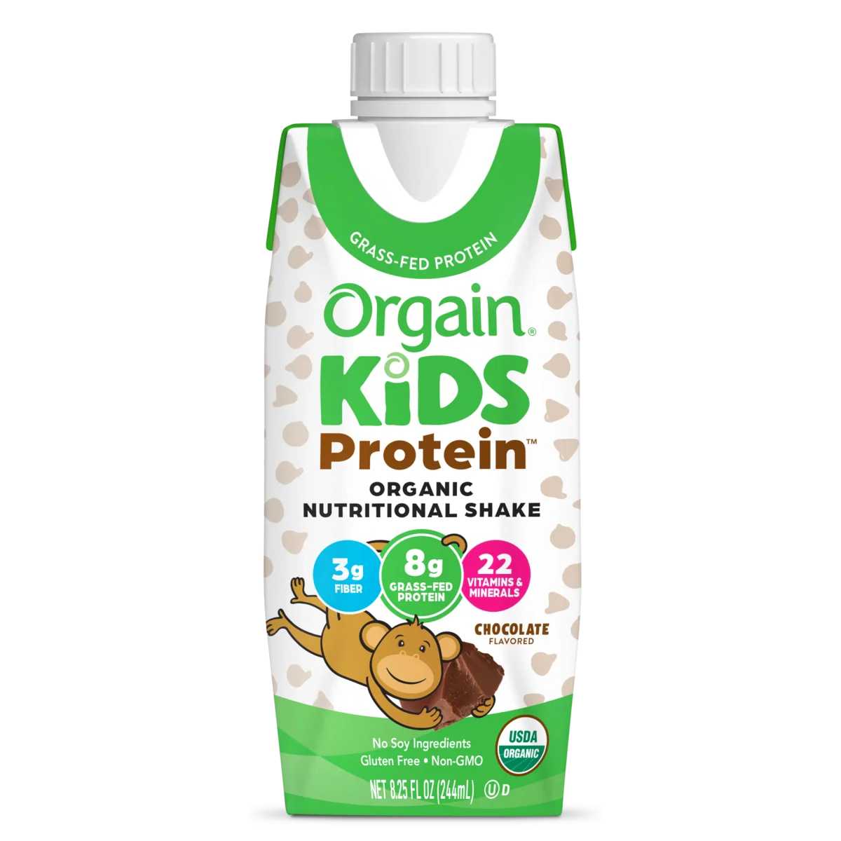 a bottle of organic kids protein