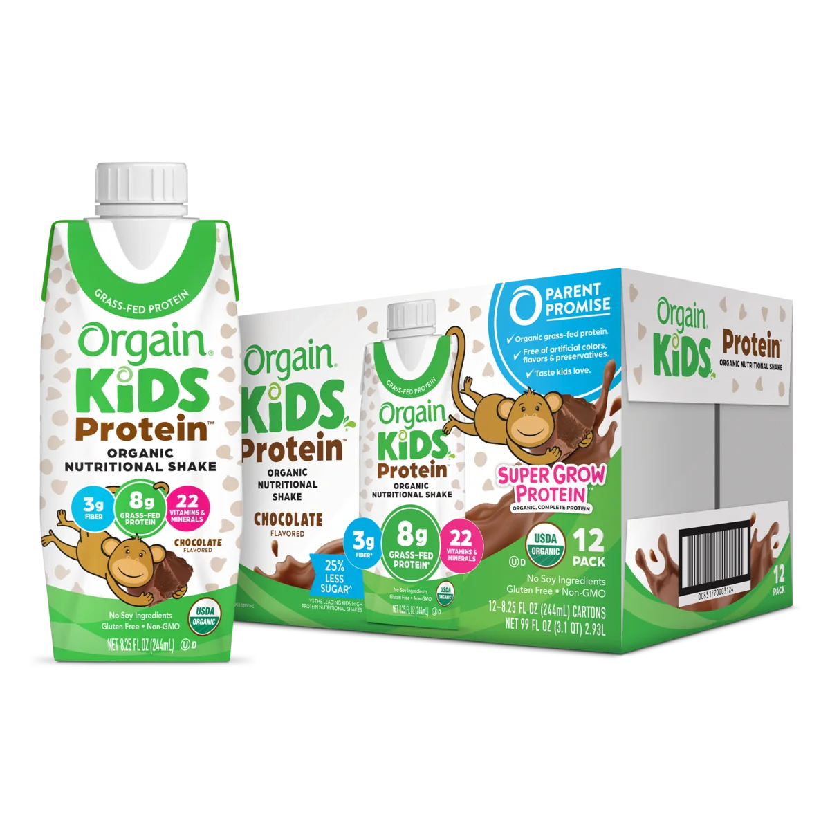 three packs of organic kids protein drink