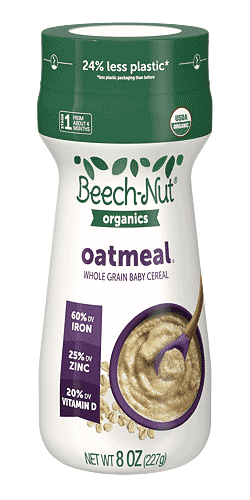 a bottle of beech nut organic oatmeal