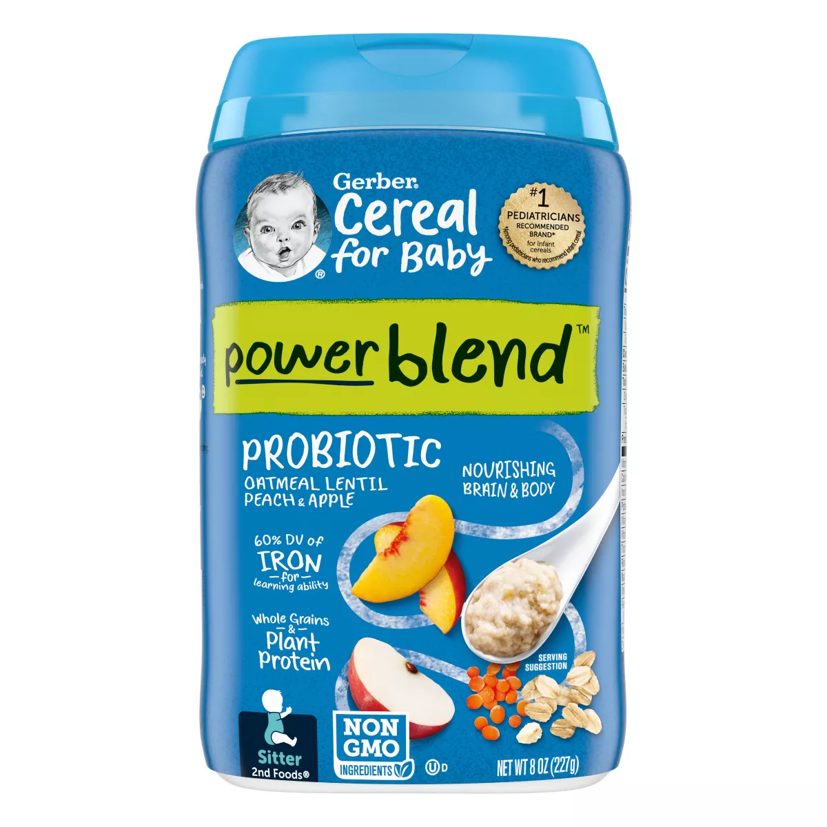 a bottle of cereal for baby power blend