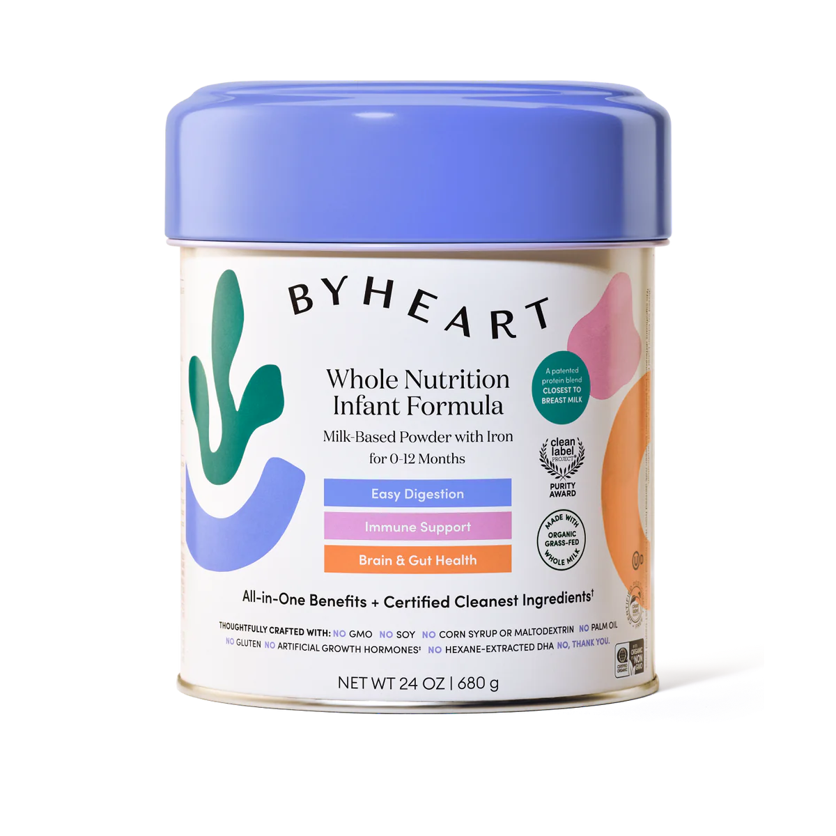 a jar of byheaart whole nutrition infant formula