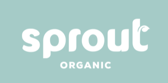 the word sprout is written in white on a blue background