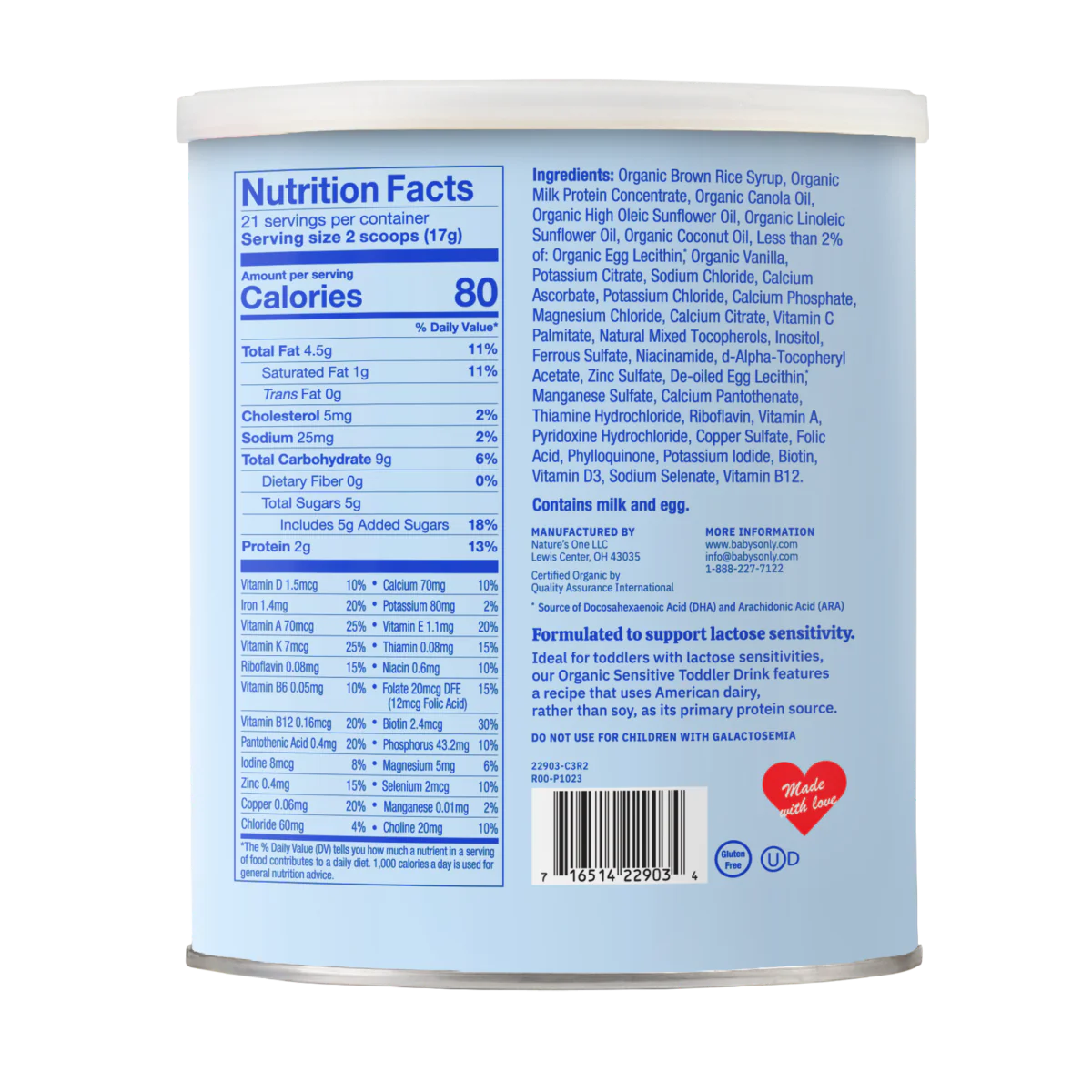 a can of nutrition fact label on a white background