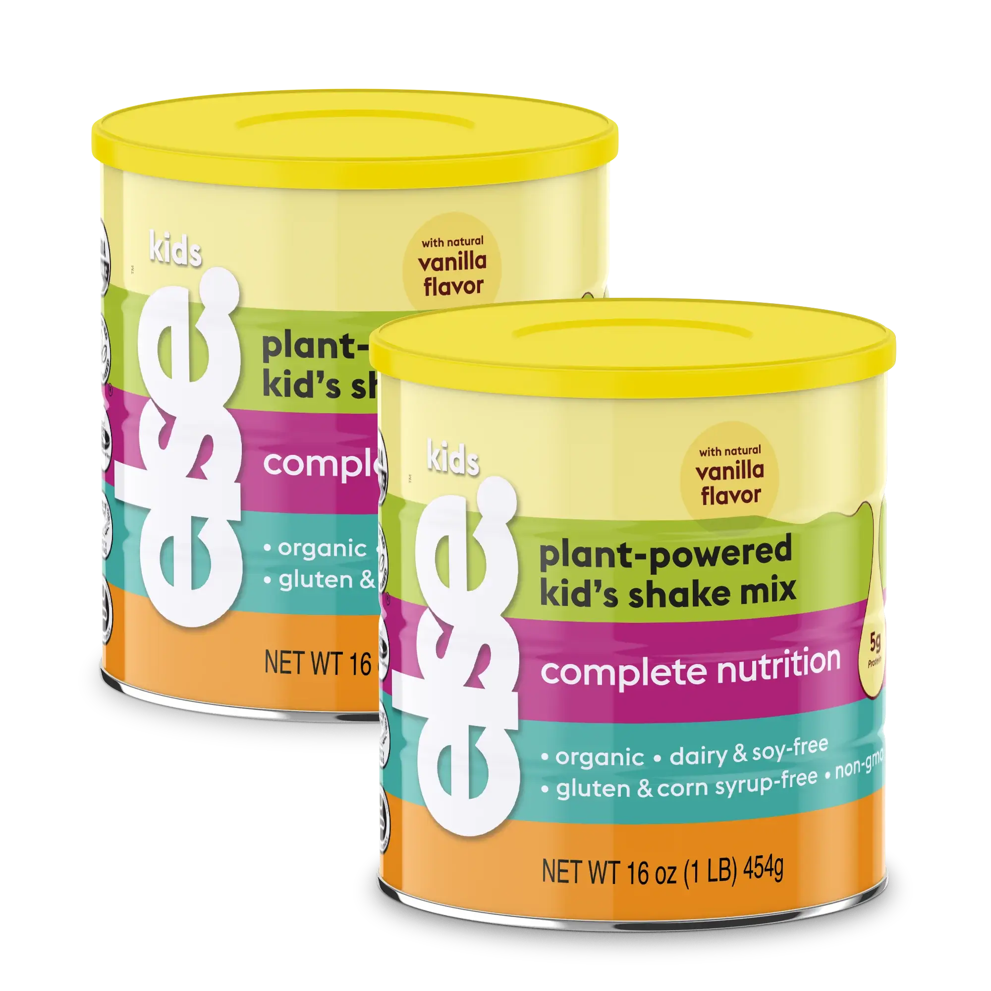 2 canisters of plant - powered kid's shake mix