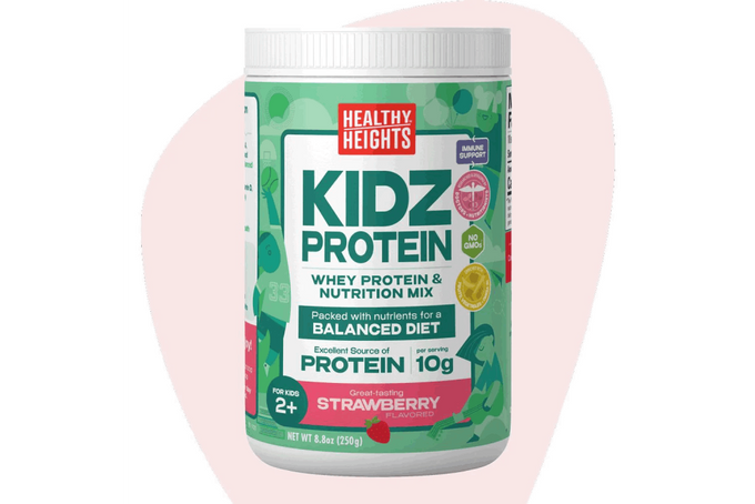 Healthy Heights kids protein shake bottle.