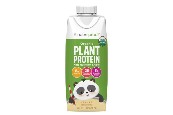 a bottle of organic plant protein on a white background