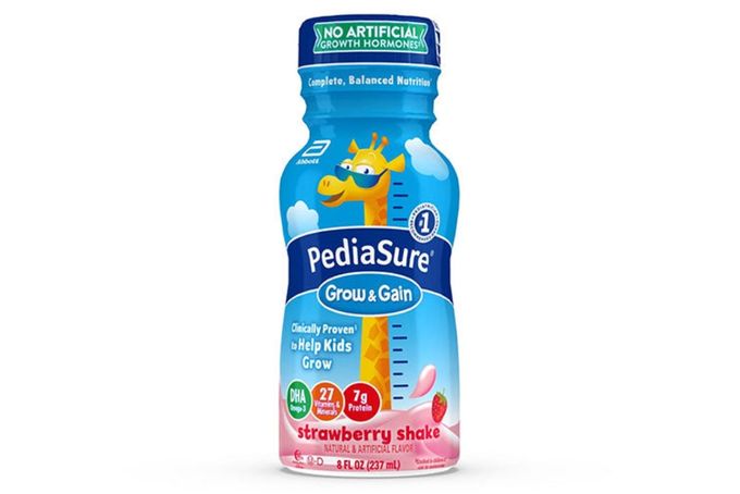 a bottle of pediasure grow's & gain strawberry milk