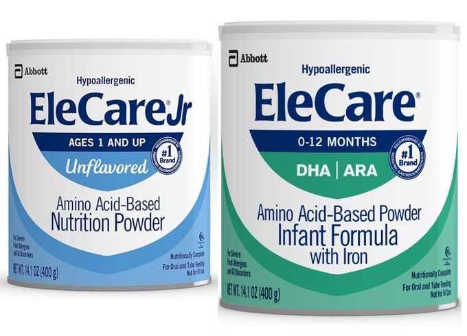 two cans of elecare are shown side by side