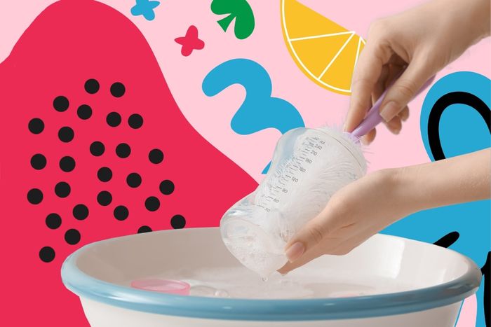 a person putting a plastic bottle into a bowl