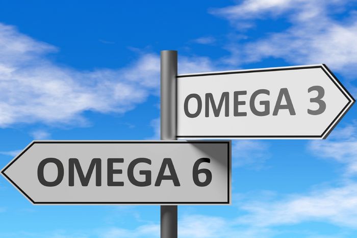 two street signs pointing in opposite directions in front of a blue sky