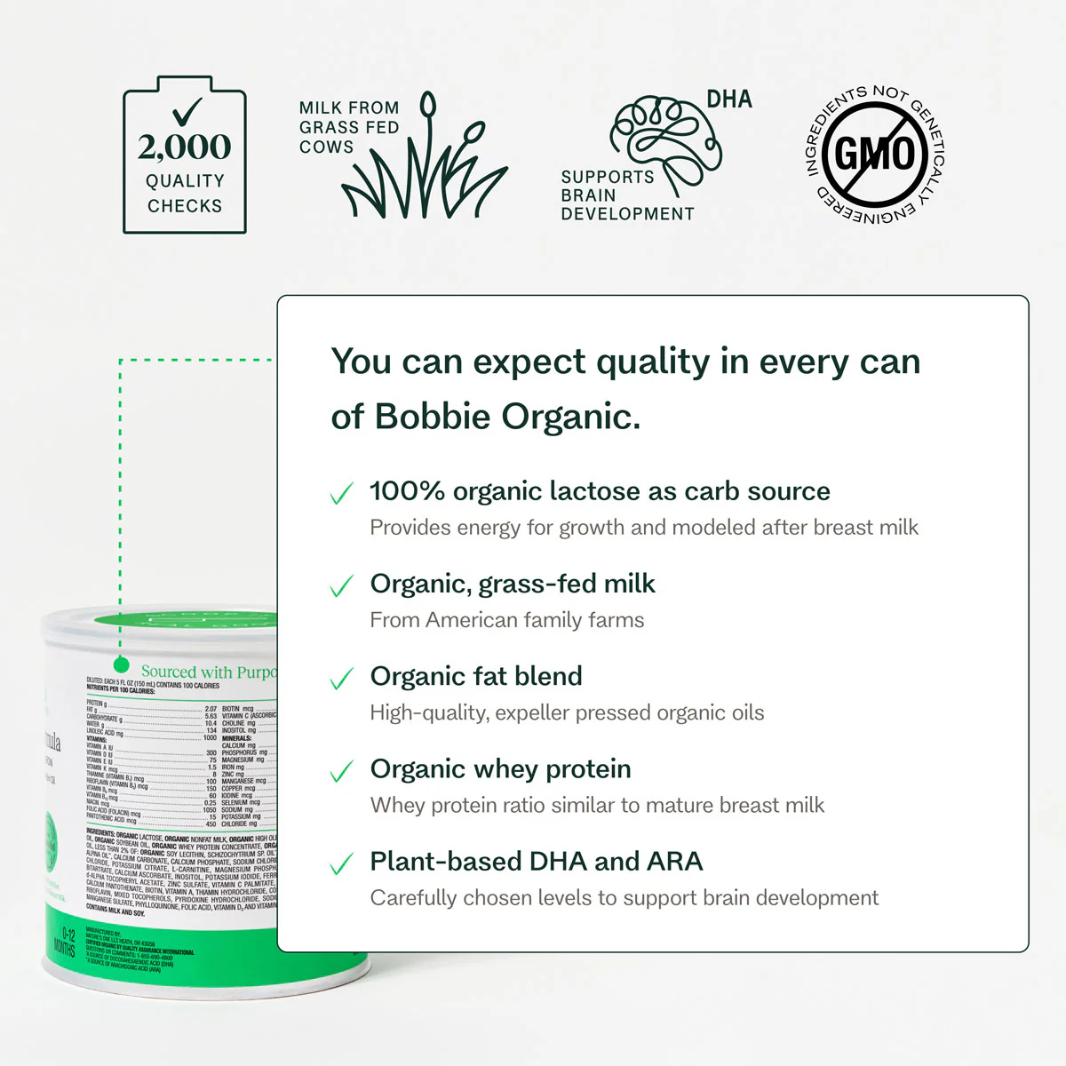 a jar of organic products with information about the product