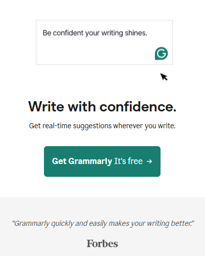 An example of a call to action from Grammarly