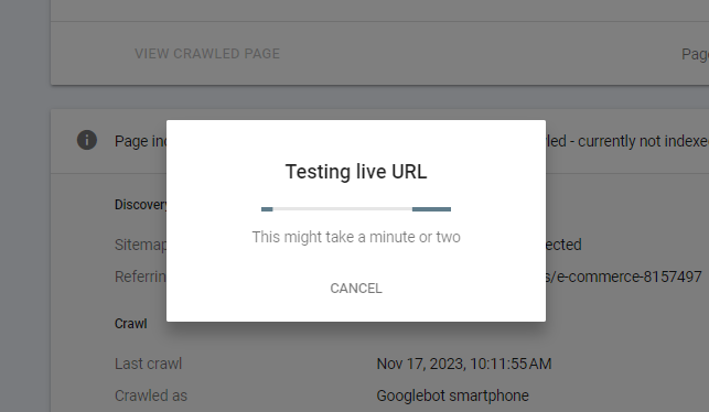 a screen shot of a web page with the text testing live url