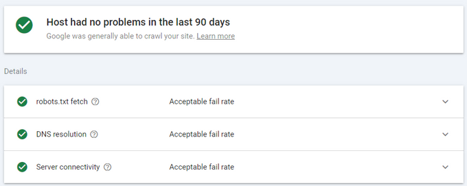 Crawl Stats Report hosts section