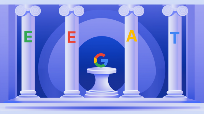 Graphic of a pedestal with a Google logo on it