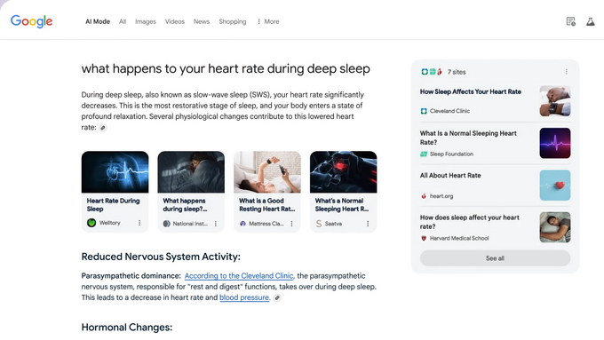 Screenshot of how Google's AI Mode will look and function