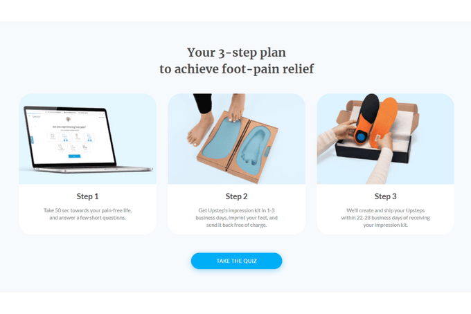 An image of Upstep's orthotic quiz for foot pain