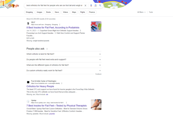 Screen shot of a Google search results page