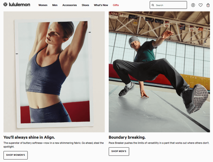 An example of a call to action from Lululemon