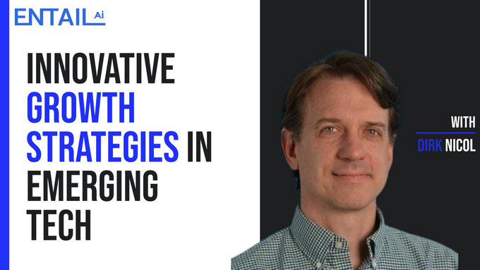 a man in a plaid shirt with the words innovative growth strategy in emerging tech