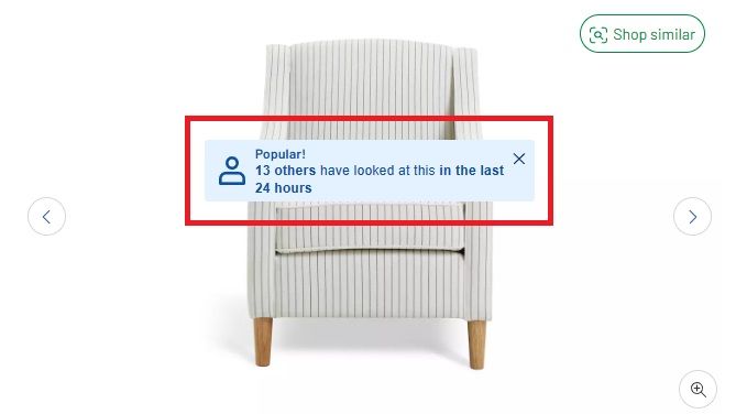 a white chair with a blue label on it