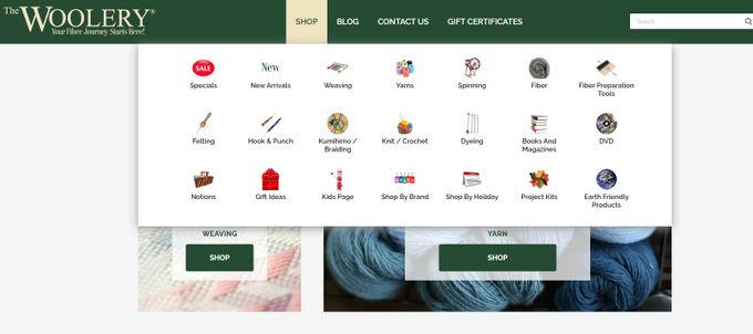 a screen shot of the woolery website