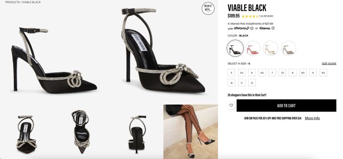 Steve Madden uses multiple images to inform customers.
