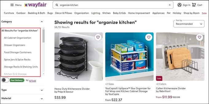 Product search engine_Wayfair example_full text search