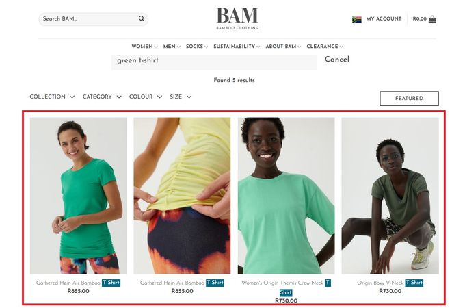 WooCommerce Instant Search_ Bamboo Clothing example 2_personalized search results