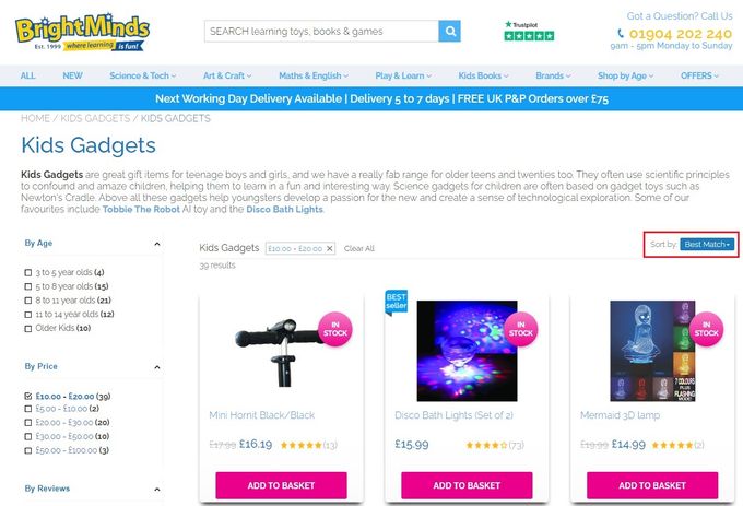 BrightMinds Using Fast Simon's Personalization Technology
