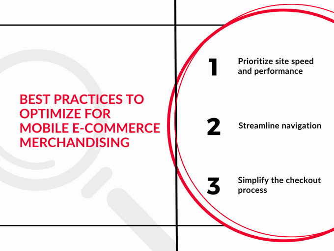 Infographic showcasing 3 best practices to optimize for mobile eCommerce merchandising