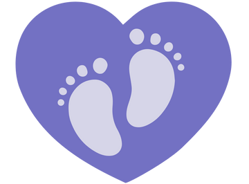 a heart with a pair of footprints on it