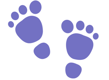 a pair of purple footprints on a black background