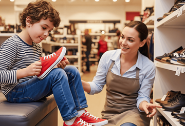 A kid with sensory issues trying on orthopaedic shoes.
