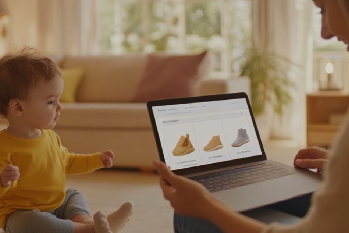 A toddler sitting next to their mom on the floor.