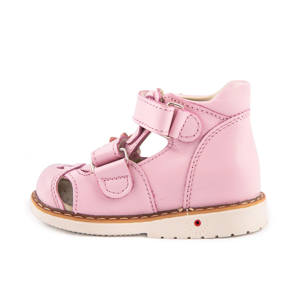 A child's pink shoe with two straps - ROSALINA BLOOM regular cut supportive sandals