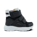 a child's black and white sneaker
