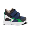 a little boy's blue and green sneaker