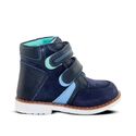 a child's blue shoe with a white sole - Velvet Logan Velcro Boots