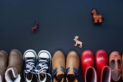 A variety of colorful children's shoes suitable for pigeon-toed toddlers