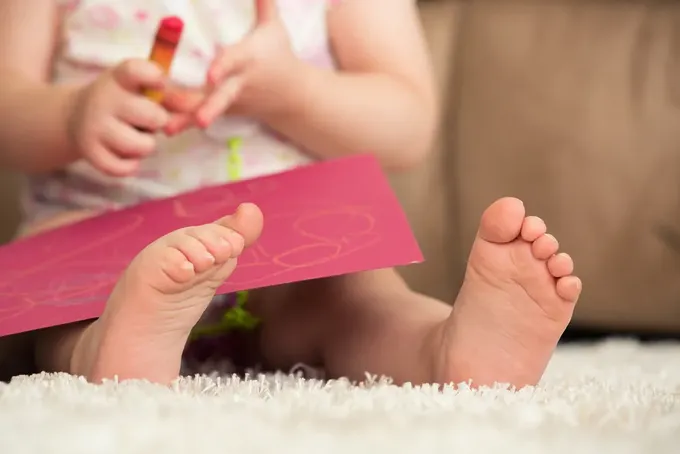 A closeup of a toddler's feet.