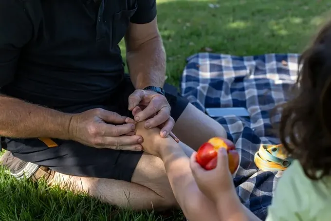 A toddler with a sprained ankle.