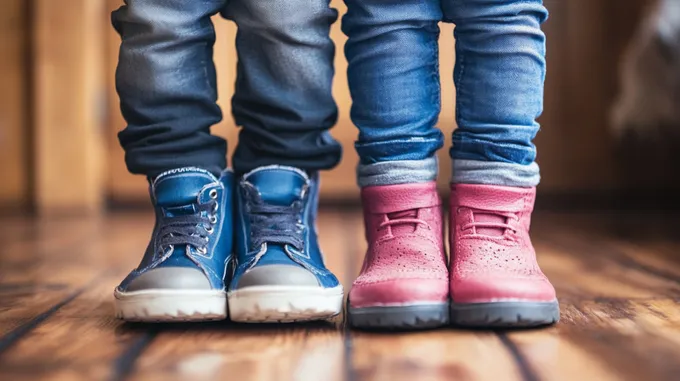 a couple of people standing next to each other on a wooden floor