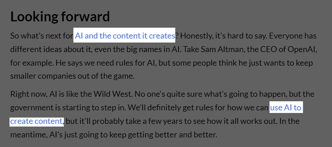 a screen shot of a website article with contextual links highlighted